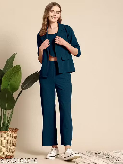 BVM Women Business Suits Shawl Lapel Office Work Pantsuits 3 Piece Set