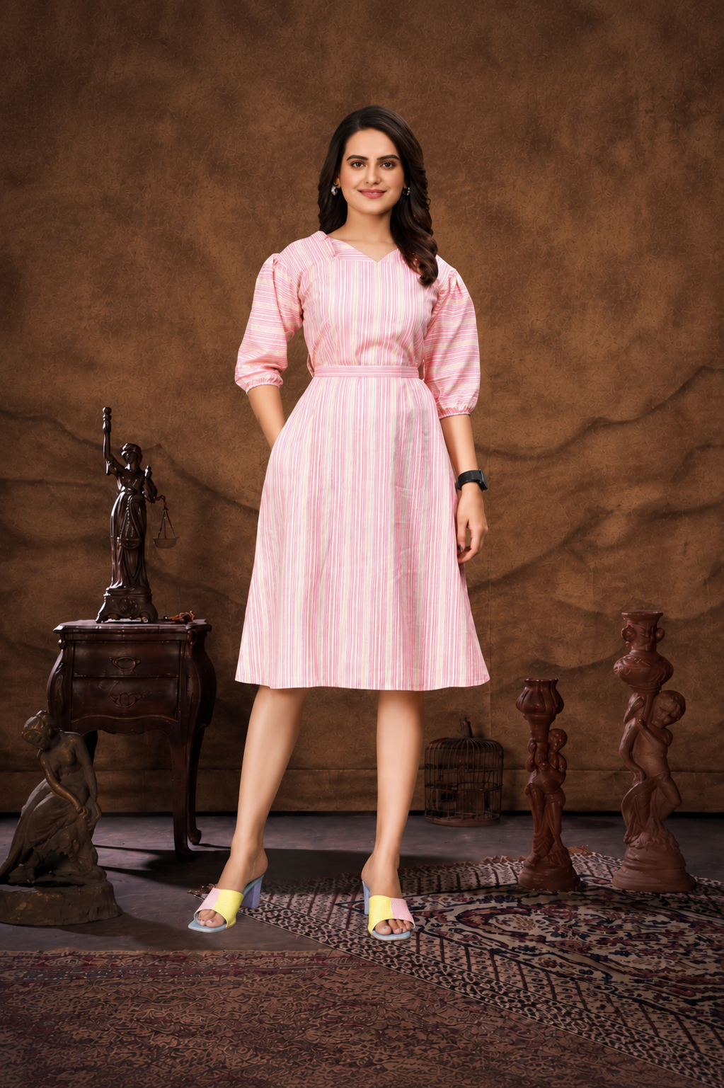 Fashion Handy Presents crushed pure cotton couple combo of shirt & dress for couples
