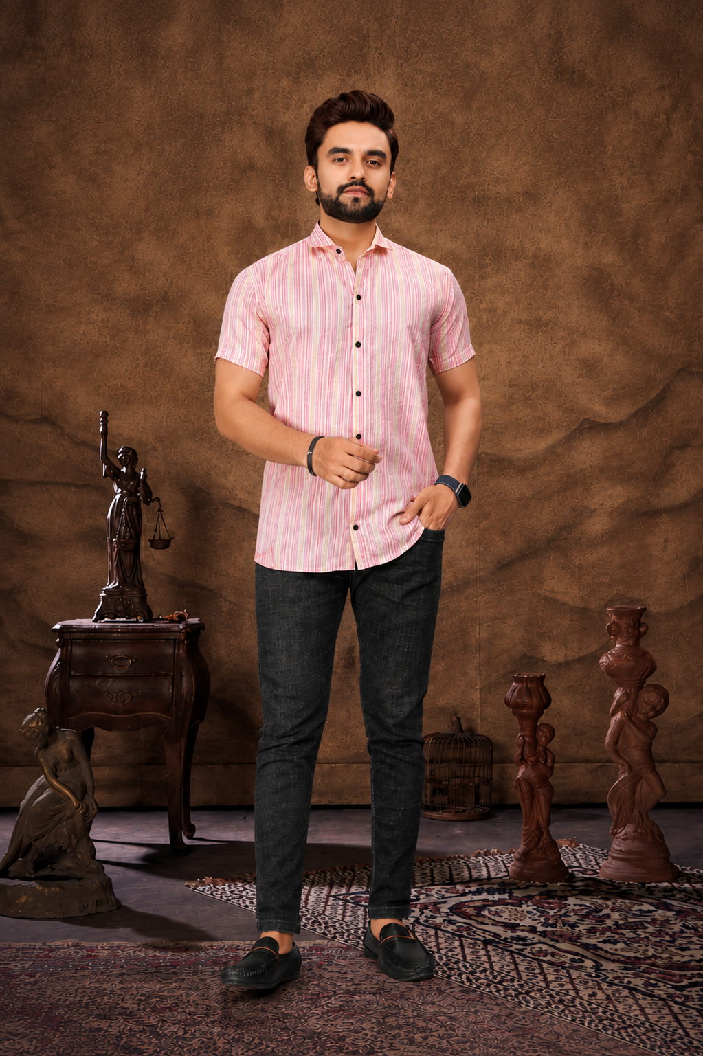 Fashion Handy Presents crushed pure cotton couple combo of shirt & dress for couples