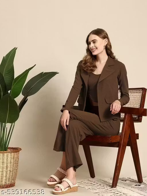 BVM Women Business Suits Shawl Lapel Office Work Pantsuits 3 Piece Set