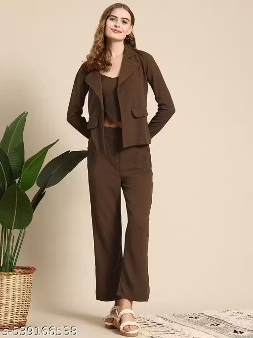 BVM Women Business Suits Shawl Lapel Office Work Pantsuits 3 Piece Set