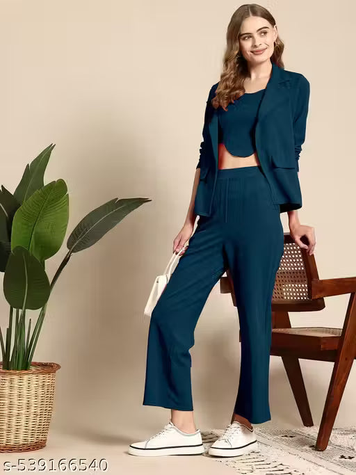 BVM Women Business Suits Shawl Lapel Office Work Pantsuits 3 Piece Set