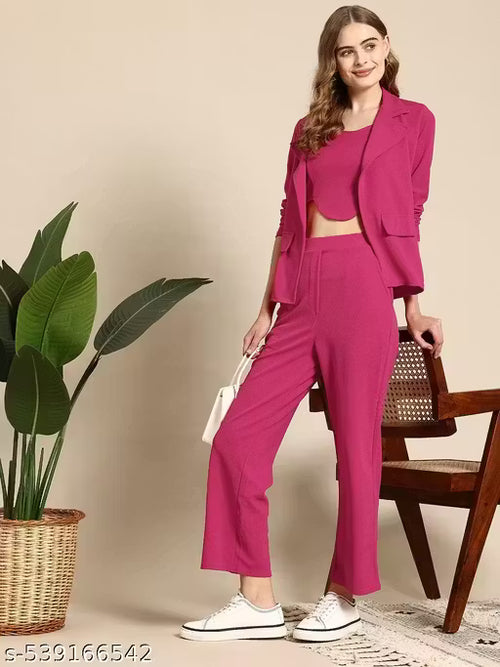 BVM Women Business Suits Shawl Lapel Office Work Pantsuits 3 Piece Set