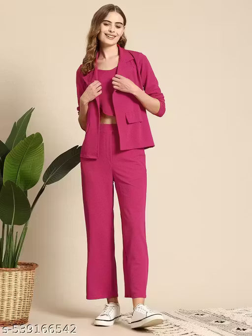 BVM Women Business Suits Shawl Lapel Office Work Pantsuits 3 Piece Set